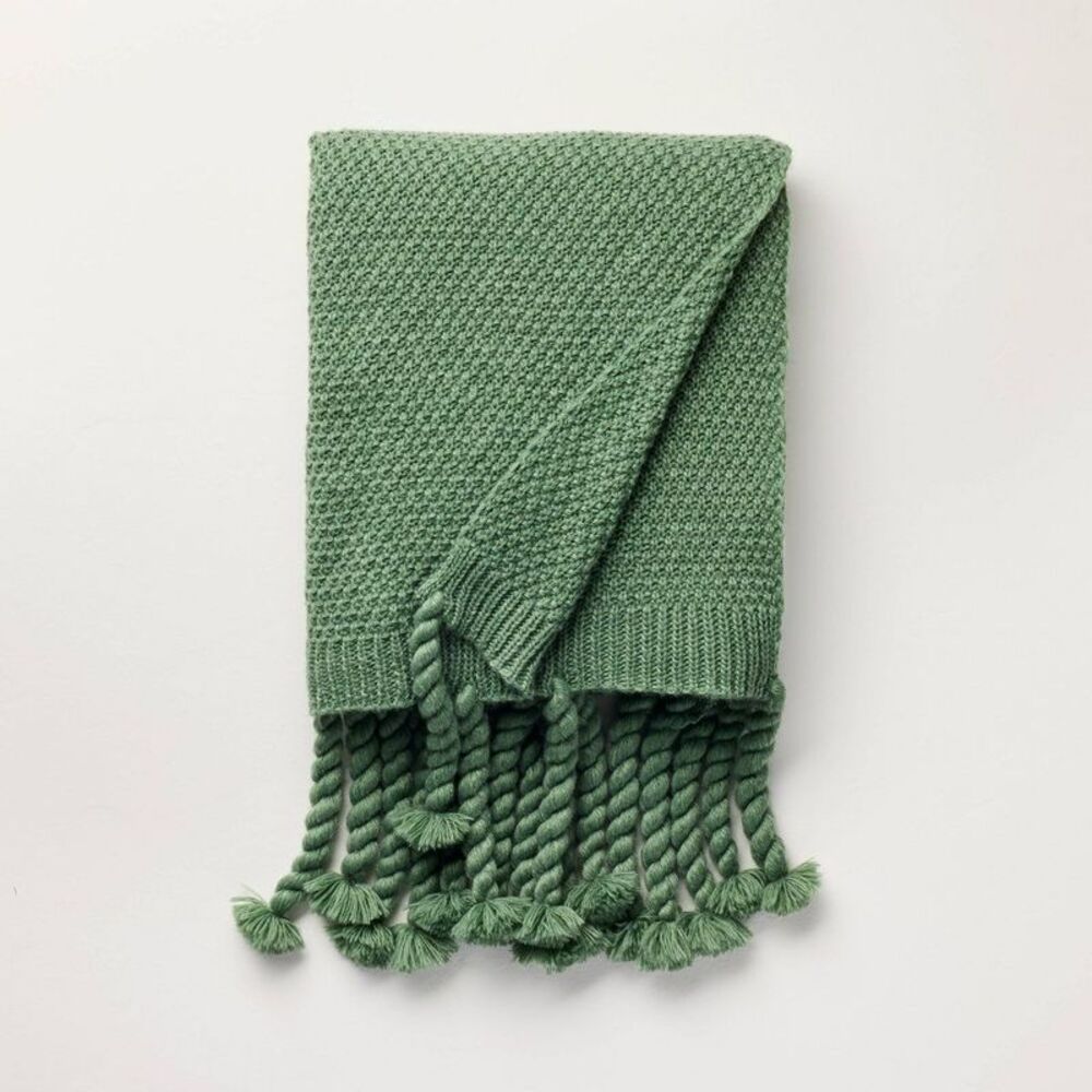 Knit Throw Blanket Green - Hearth & Hand with Magnolia